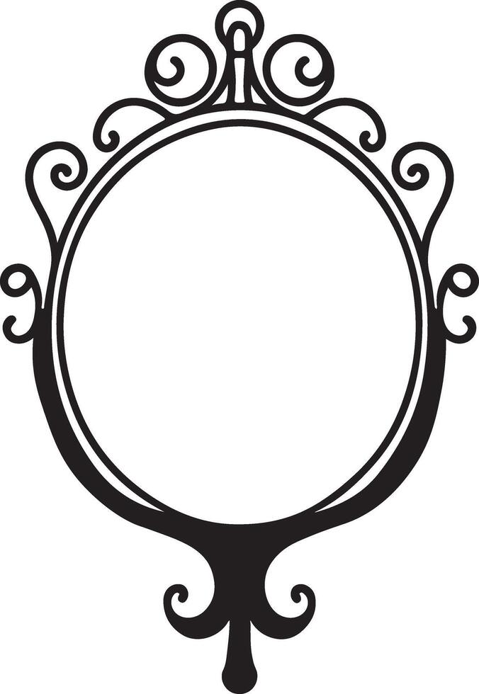 Elegant Oval Mirror Frame Silhouette Illustration vector