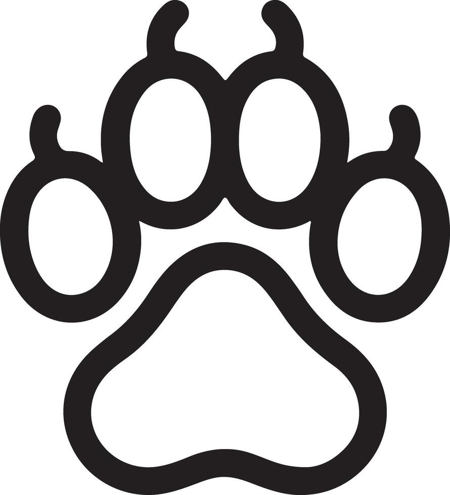 Outlined Dog Paw Print Line Art Illustration vector