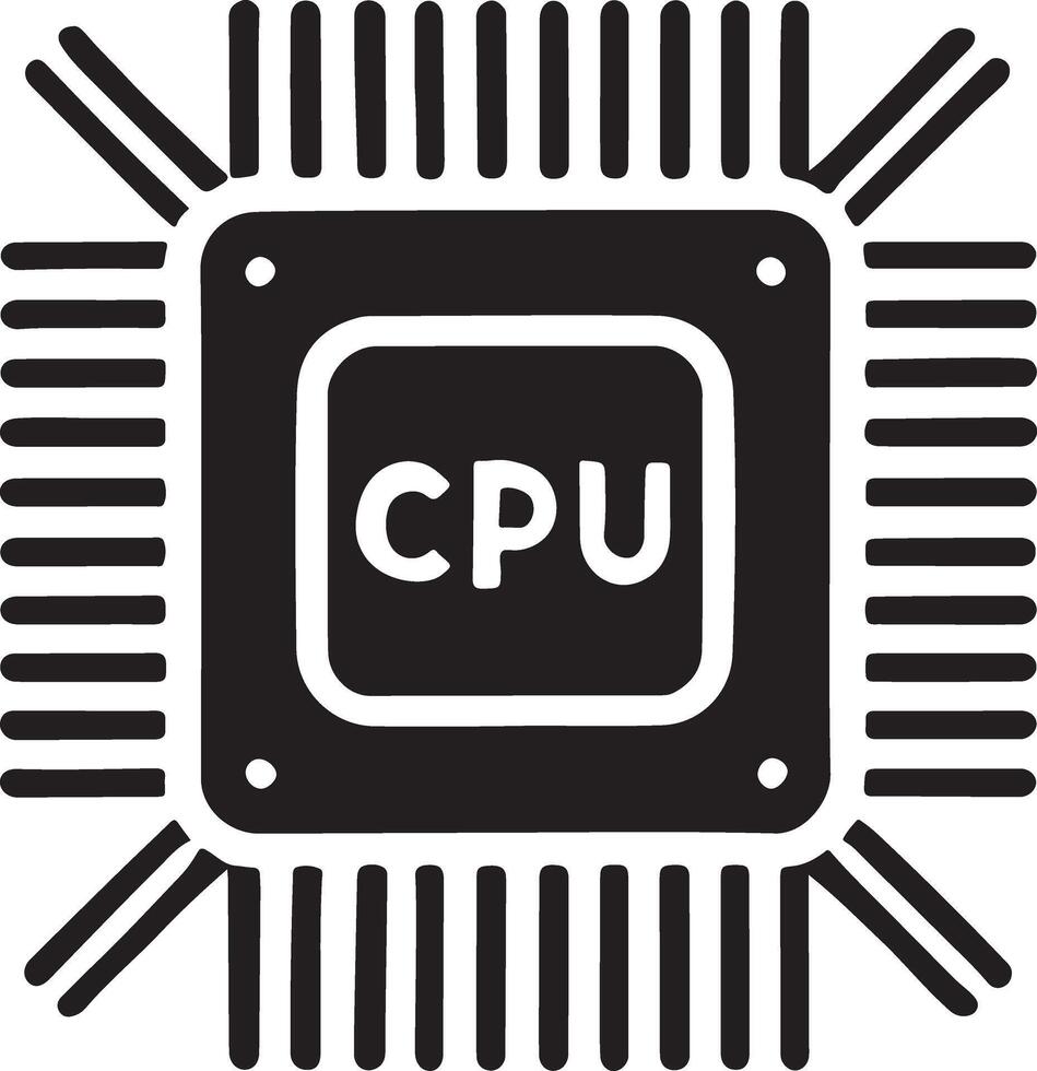 Simple CPU Central Processing Unit Microchip Icon Graphic vector