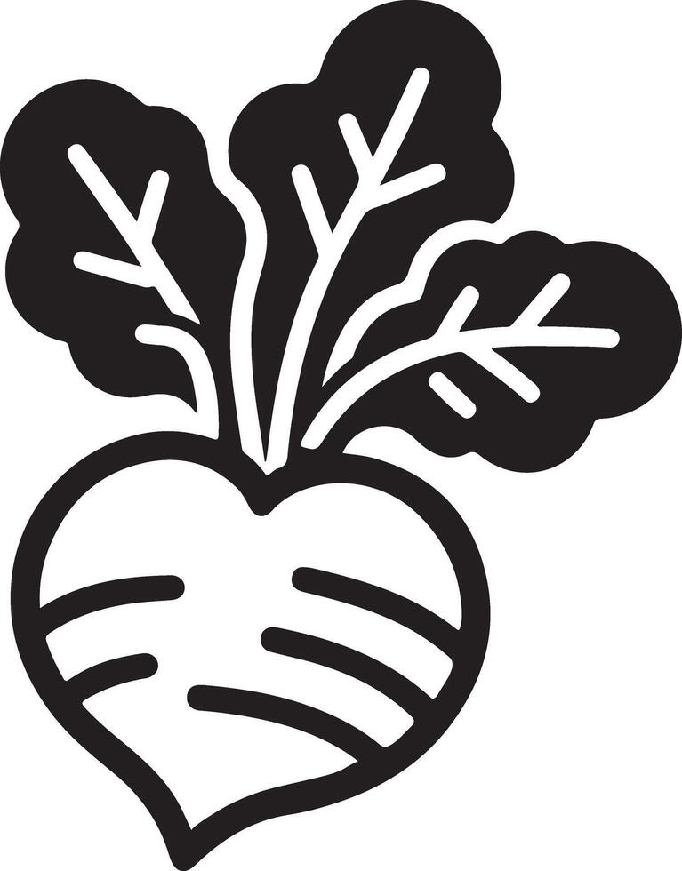 Black and White Beetroot Silhouette Illustration Graphic vector