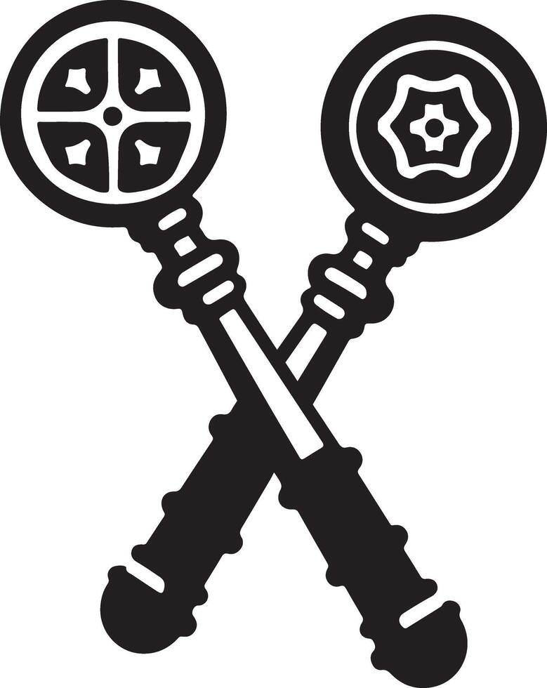Pair of Crossed Ornate Ceremonial Maces Illustration vector