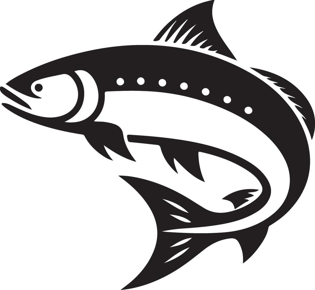 Elegant Black Silhouette Salmon Fish Logo Design for Branding vector