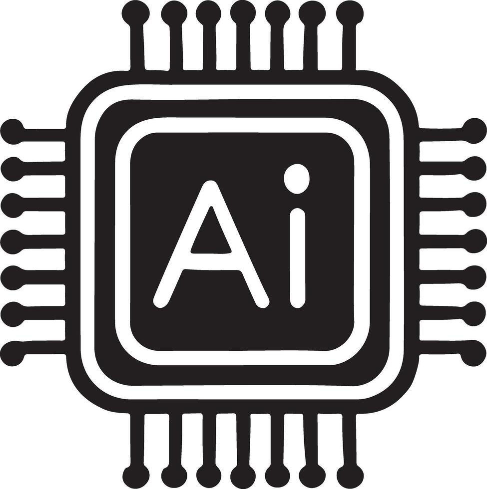 AI Microchip Artificial Intelligence Technology Silhouette Art vector