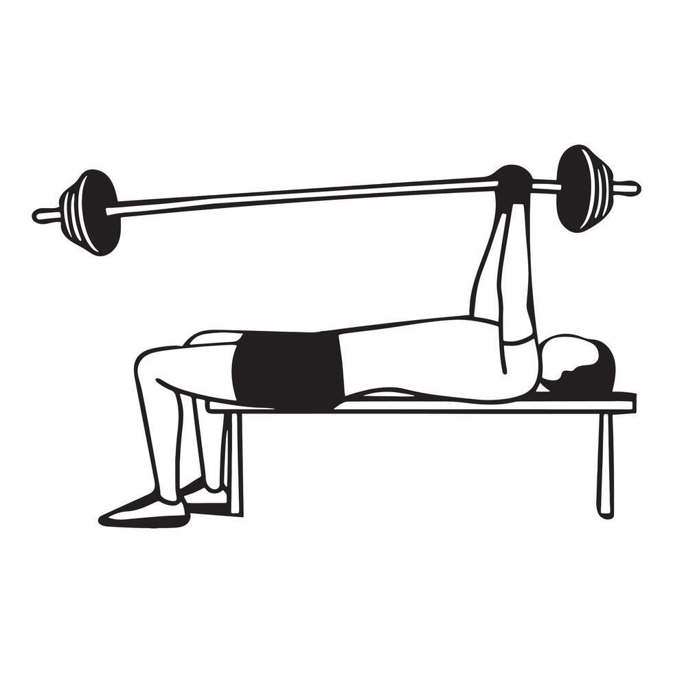 Man Performing Bench Press Exercise Silhouette Illustration vector
