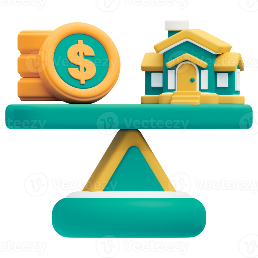 House and dollar coin on balance png