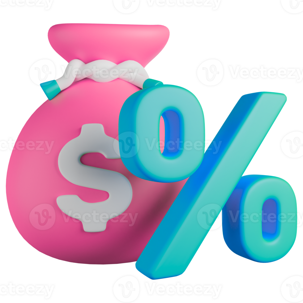 Money bag icon with percentage sign png