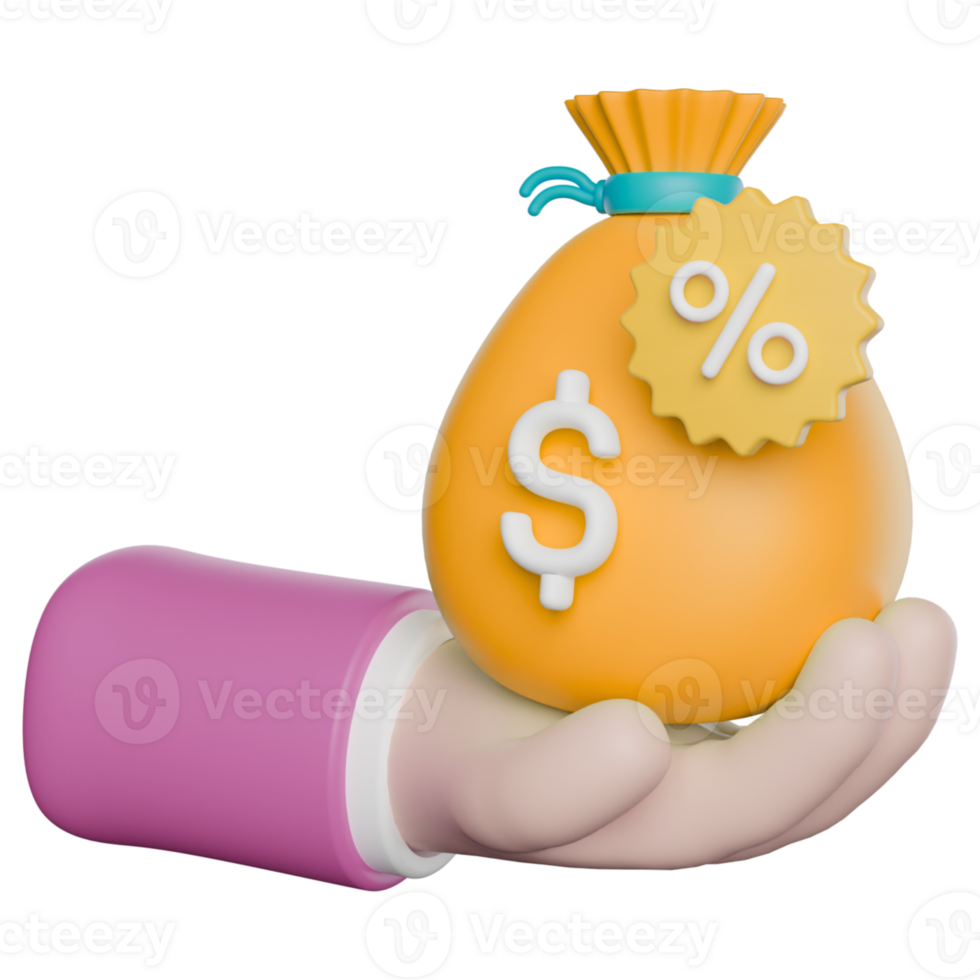 Hand holding a bag with a dollar sign png