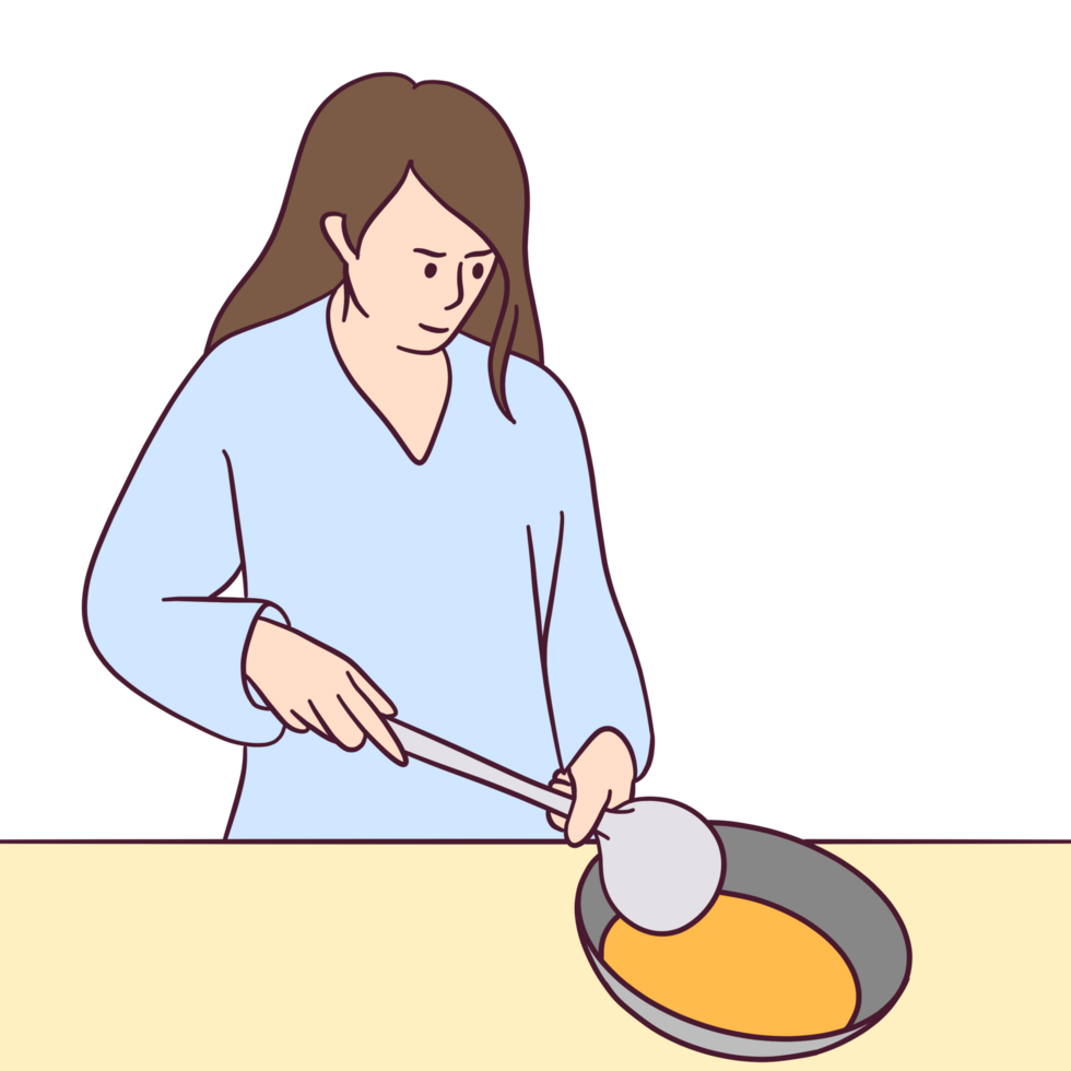 illustration of girl Cooking food png