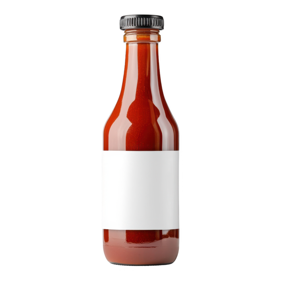 Blank label sauce bottle isolated on transparent background png
