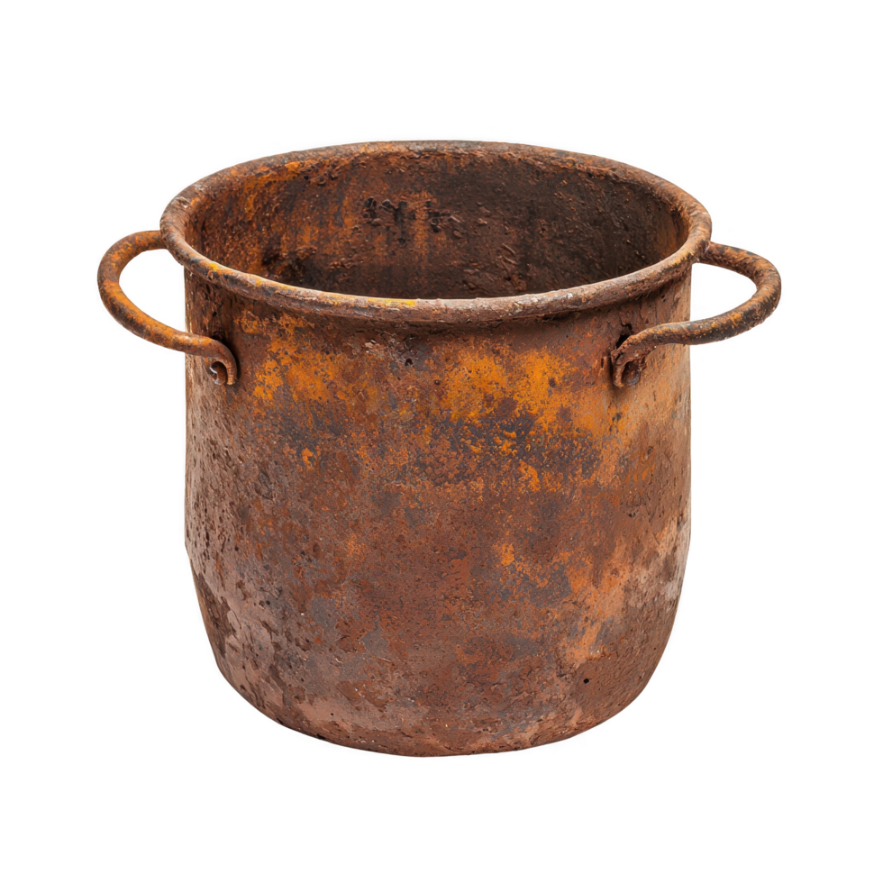 An old rusty pot on a transparent background png