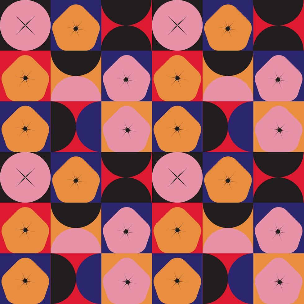 Modern geometric pattern of simple shapes. Bauhaus, brutalism.Texture. vector