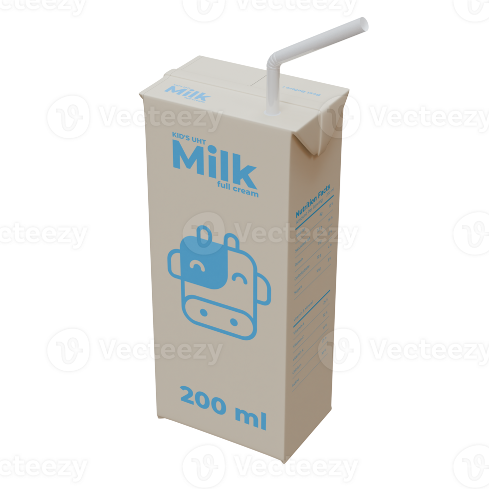 Medium Milk Isometric Front Right View 3D Render Design Element png