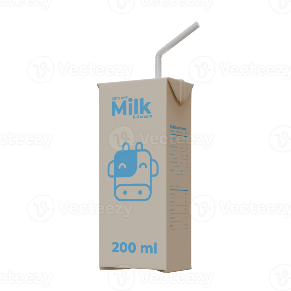 Medium Milk Front Right View 3D Render Design Element png
