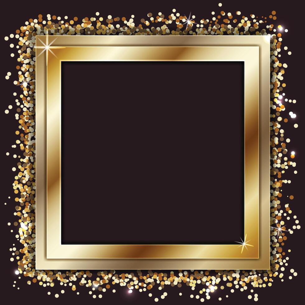 Gold frame with sparkles on a dark background vector
