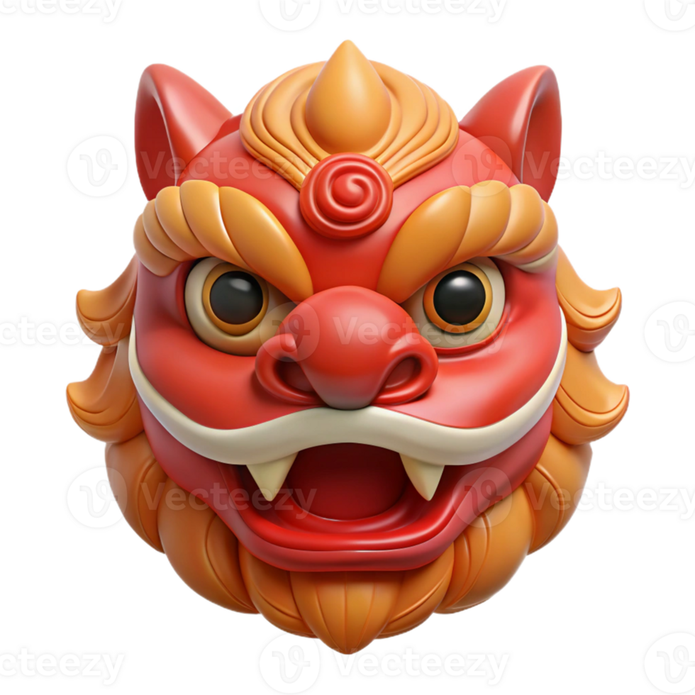Colorful Chinese lion dance mask png
