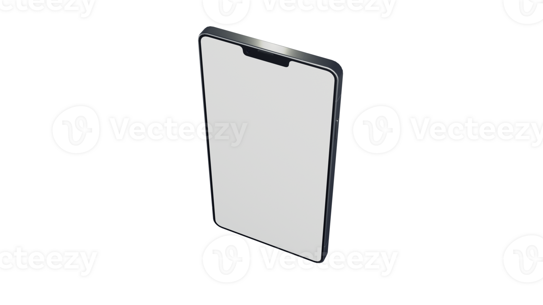 Blank Screen Smartphone Perspective View Mockup 3d Rendering Rotated by 25 Degrees on the X Axis and 45 Degrees on the Y Axis. View from top png