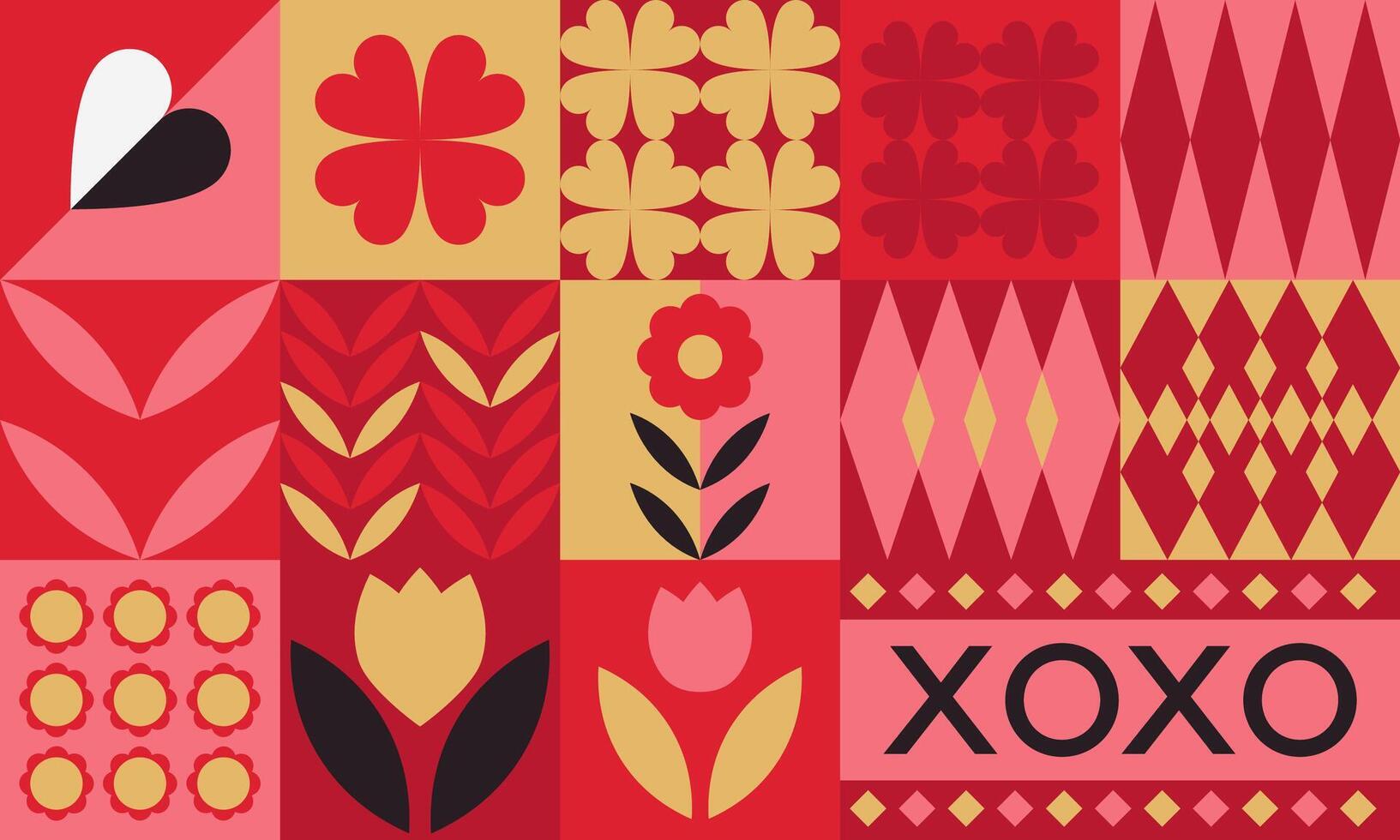 Romantic Scandinavian Wedding Pattern Design vector