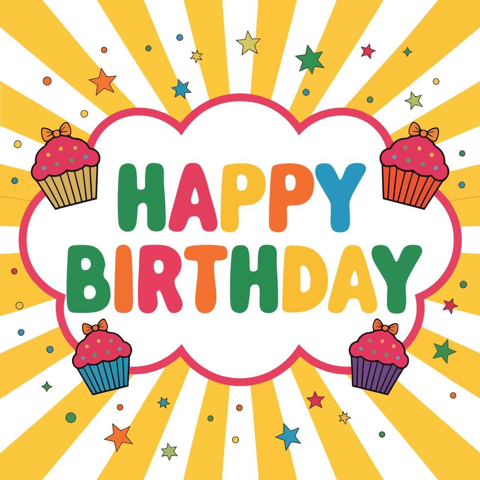 Radiant Birthday Bliss A Cheerful Celebration in Color vector