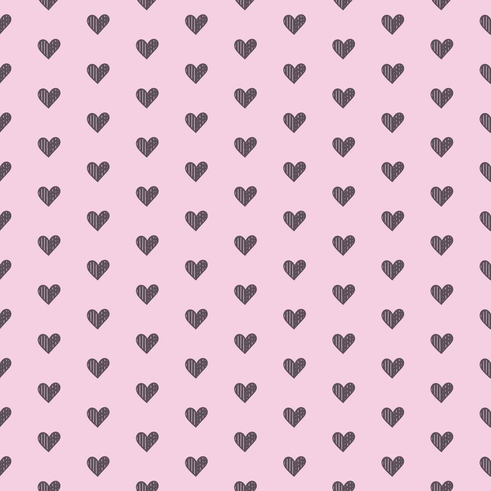 Seamless pattern with black hearts on a pink background vector