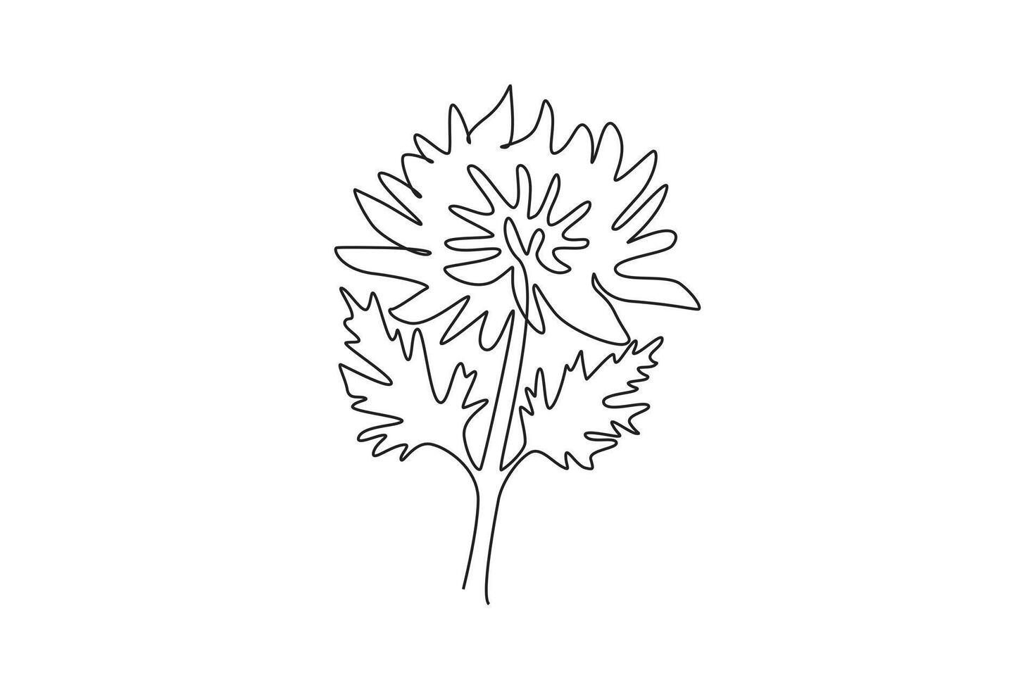Continuous one line drawing of beauty fresh chrysanthemum garden logo. Printable decorative chrysanth flower concept for home wall decor art poster. Single line draw design graphic illustration vector