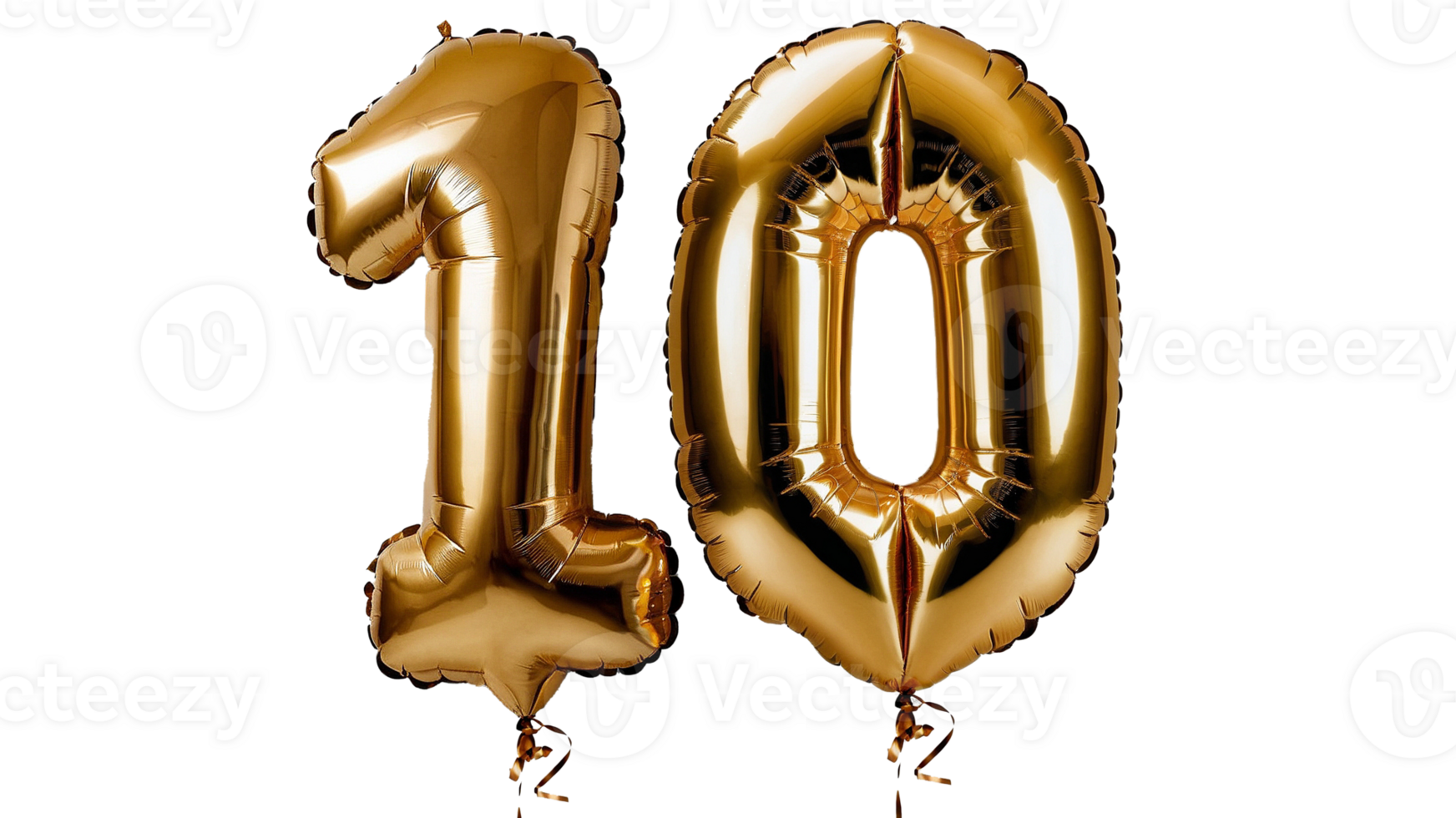 Gold foil balloons with the number ten png