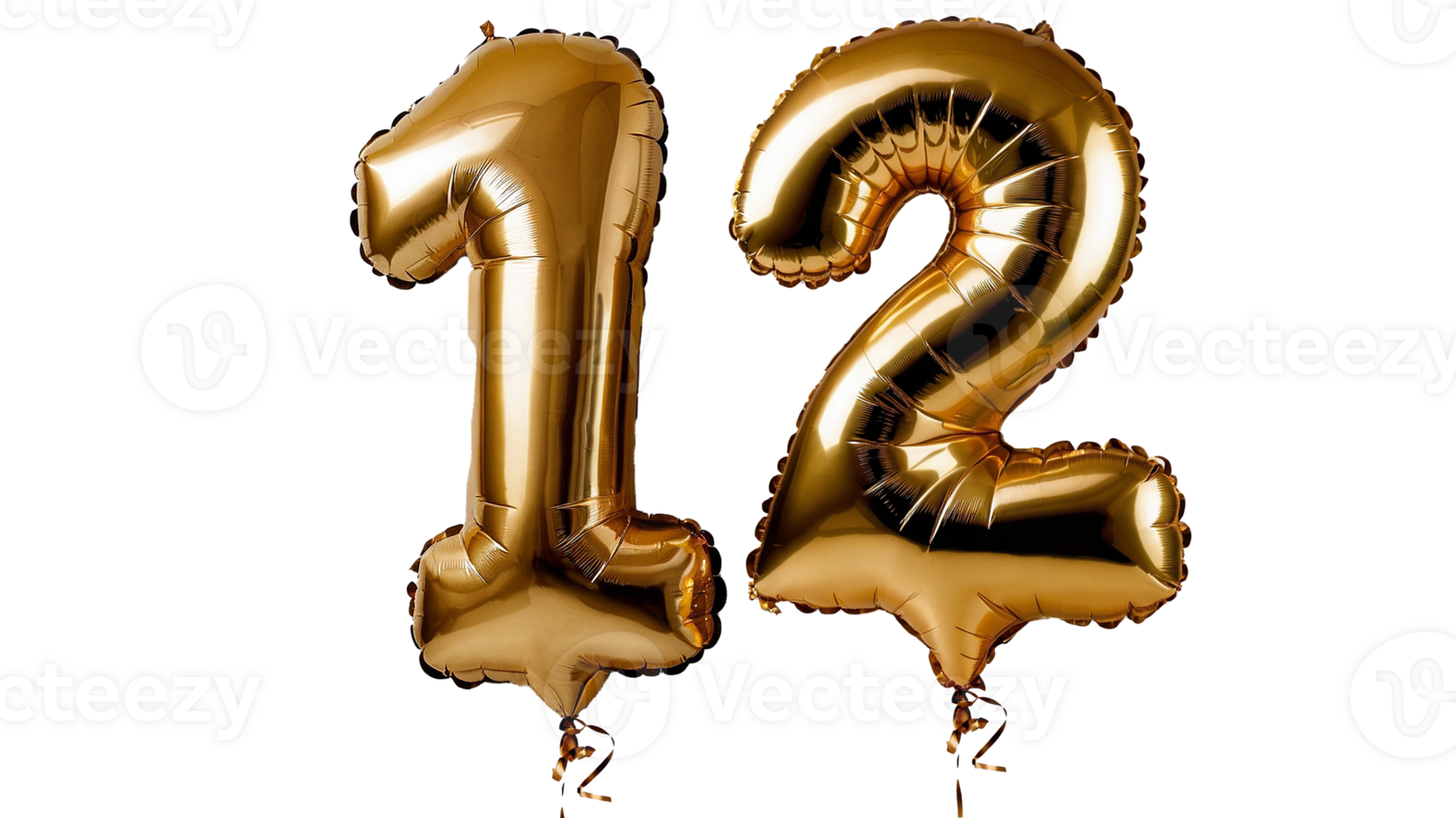 Gold foil balloons with the number twelve on them png