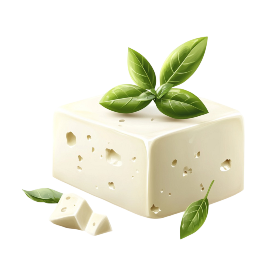 Cheese Block with Leaves png