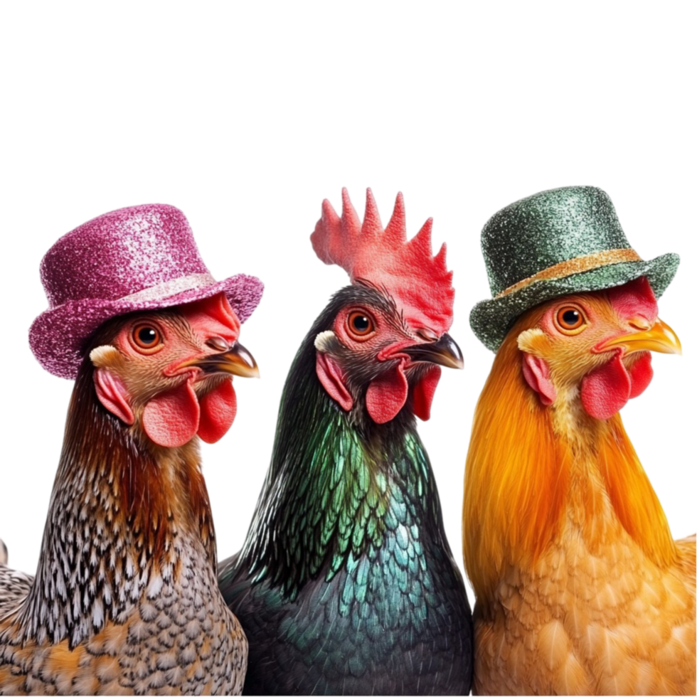 Chickens with Fancy Hats png