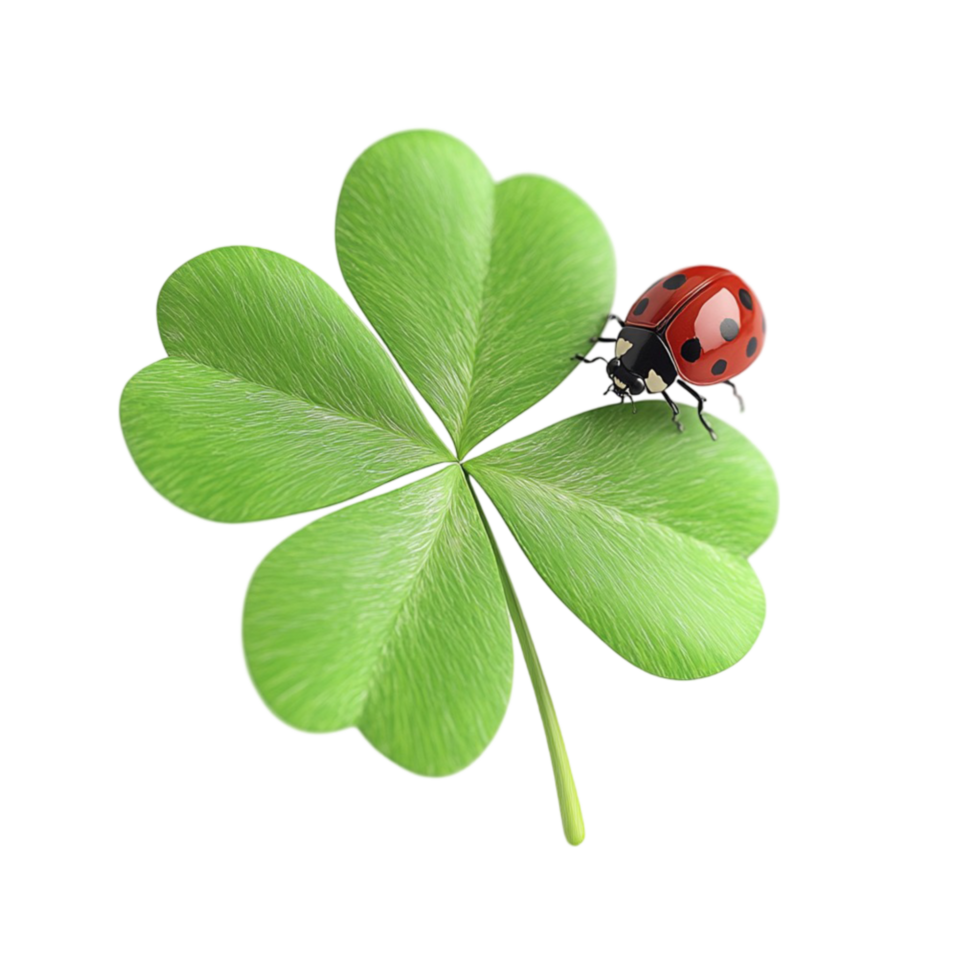 Four-Leaf Clover with Ladybug png