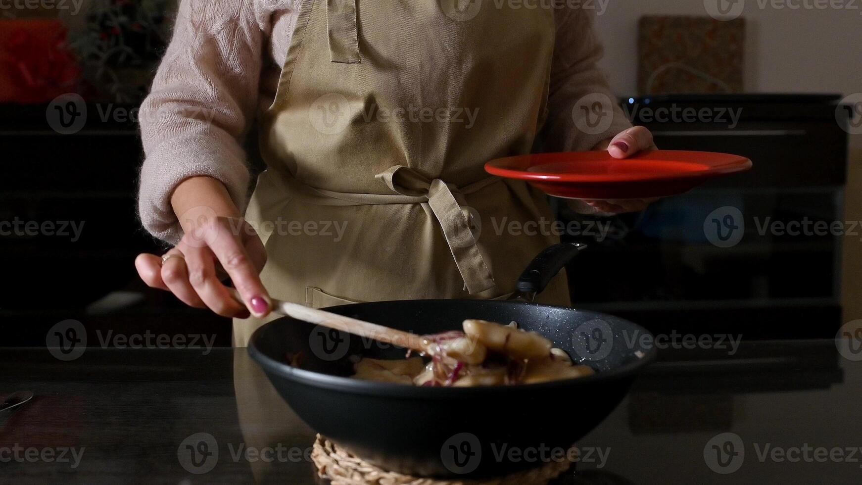 Preparing Food in a Home Kitchen photo