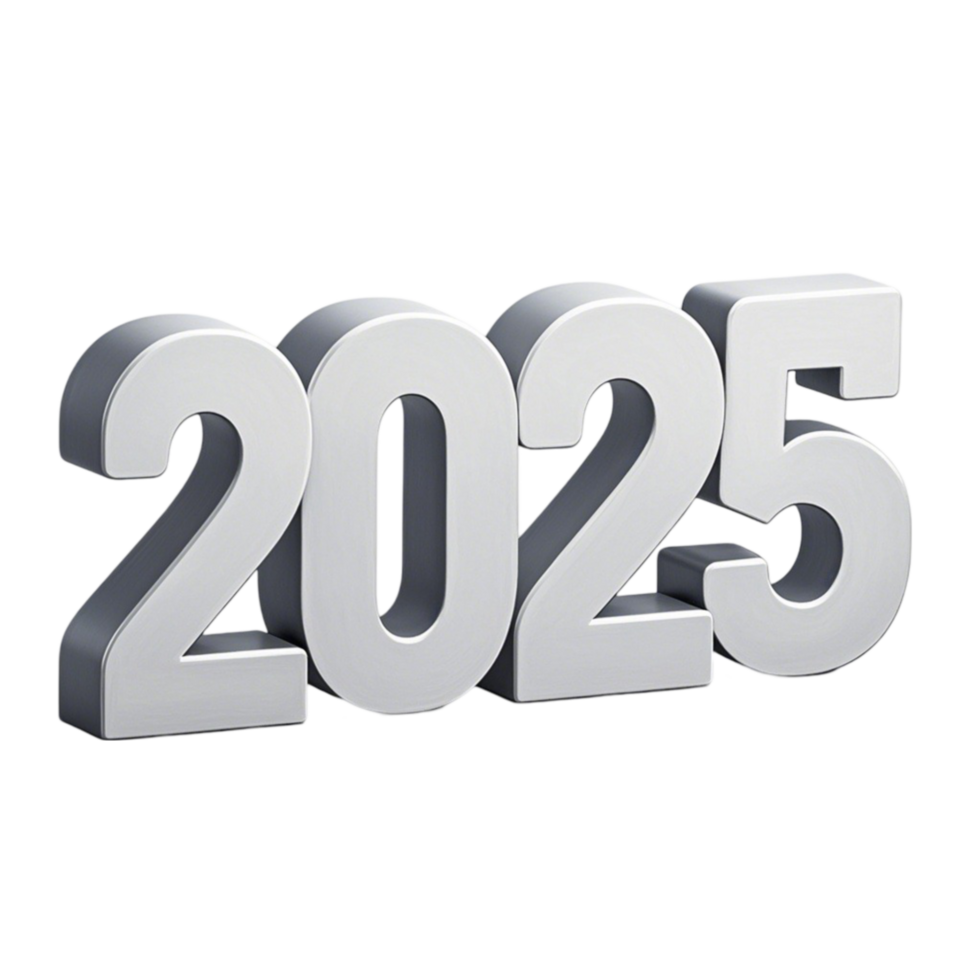 Metallic 2025 Number Design png