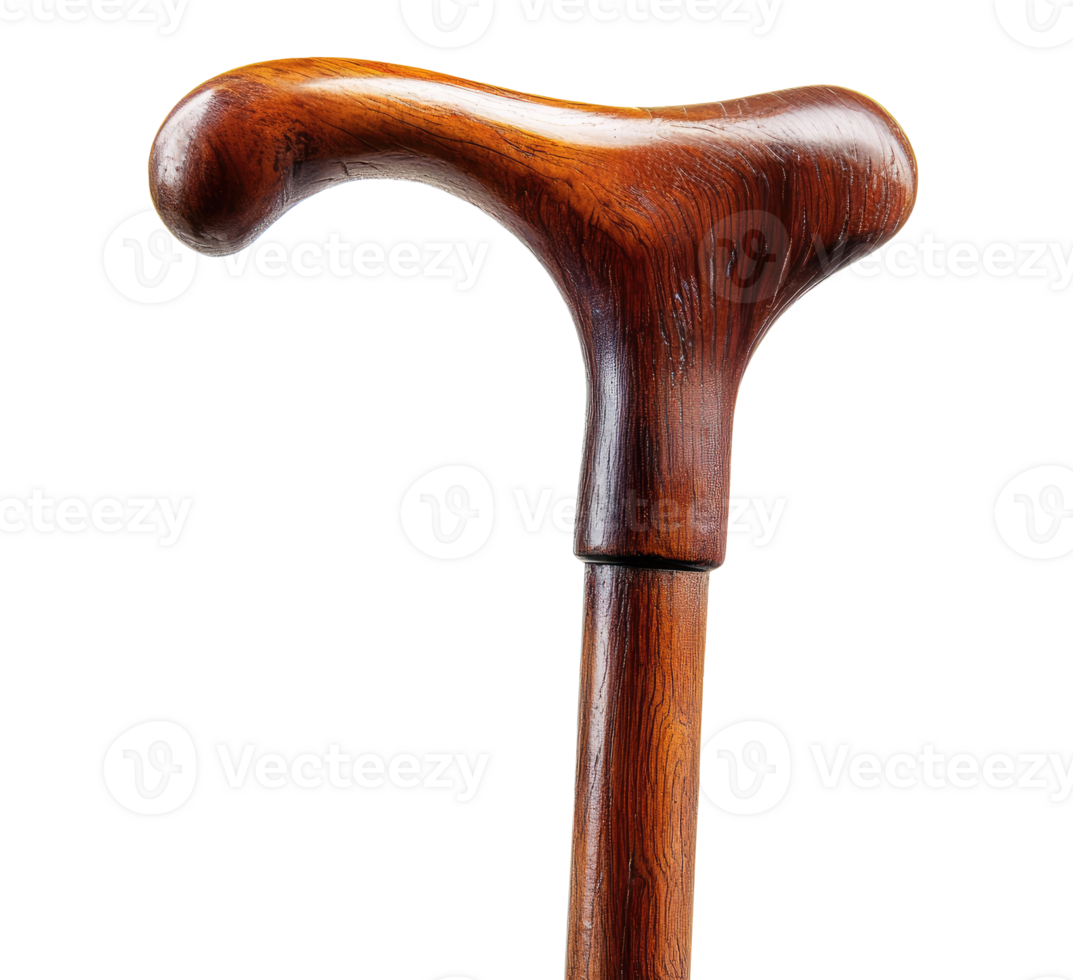Wood walking stick handle isolated on transparent background png