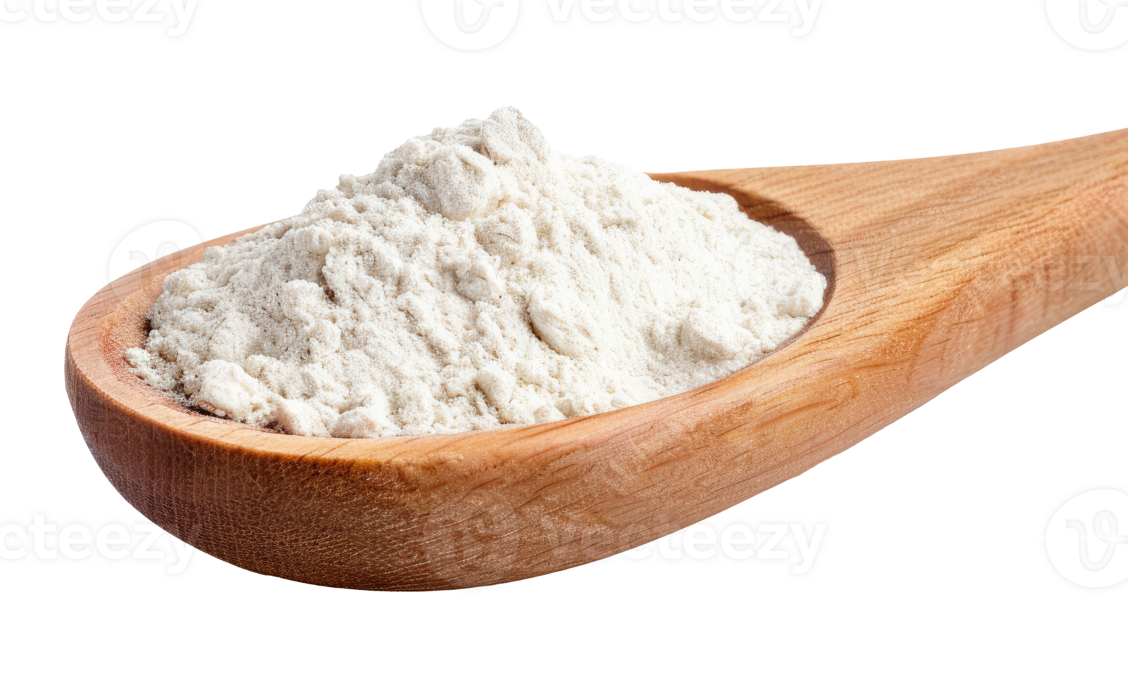 Wooden spoon with wheat flour isolated on transparent background png