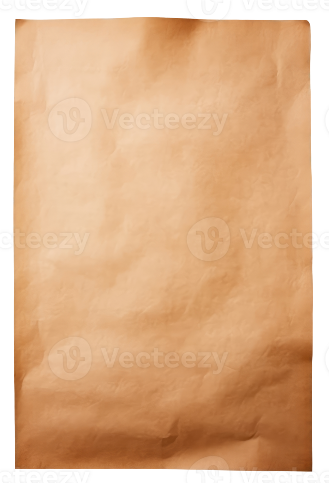 Vertical brown paper sheet isolated on transparent background png