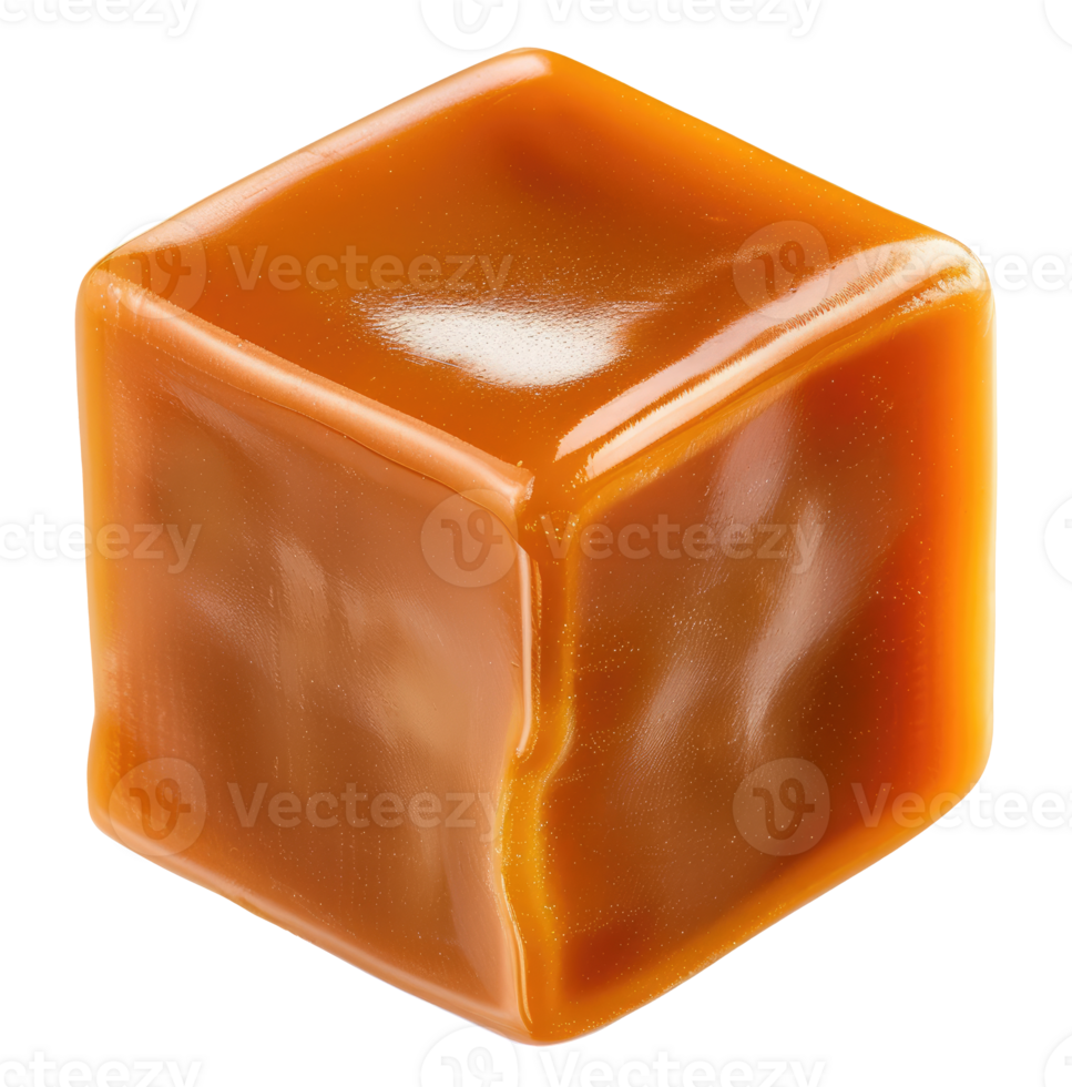 Caramel cube isolated on transparent background png