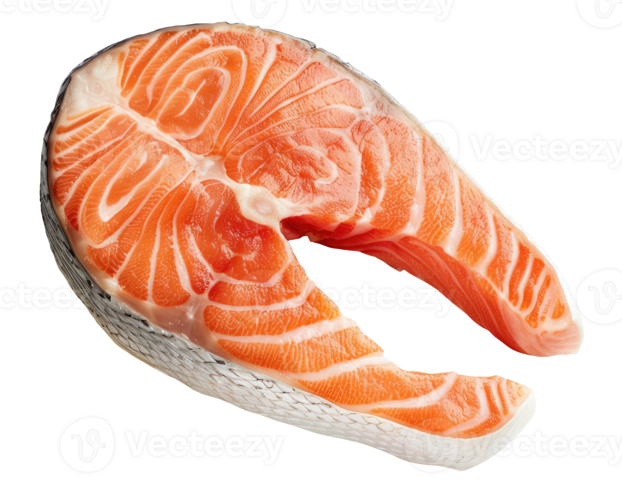 Salmon steak isolated on transparent background, top view png