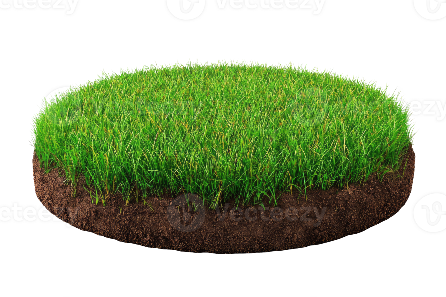 Circle of land with grass isolated on transparent background png
