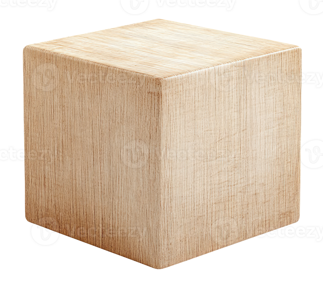 Wood cube isolated on transparent background png