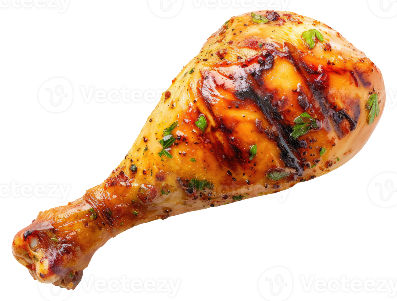 Grilled chicken leg isolated on transparent background png