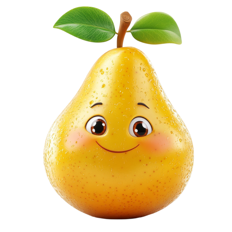 Smiling Yellow Pear Character png