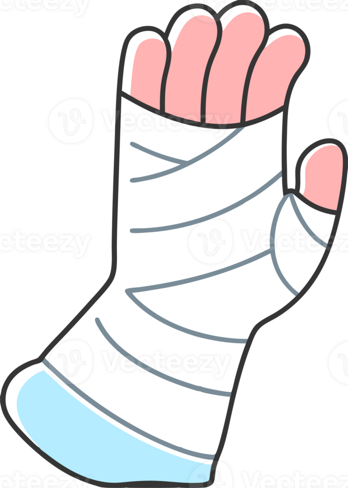 An illustration of an injured arm in a cast png