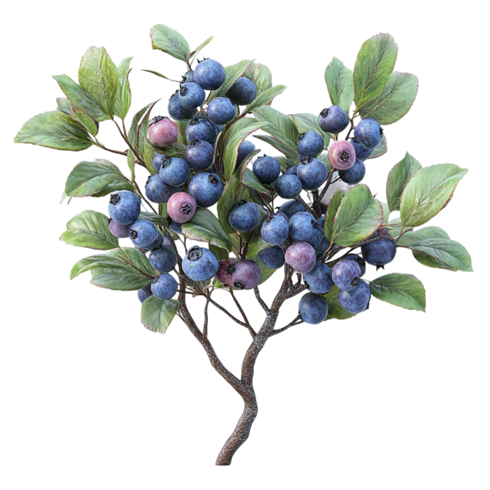 Blueberry Branch with Leaves and Berries png
