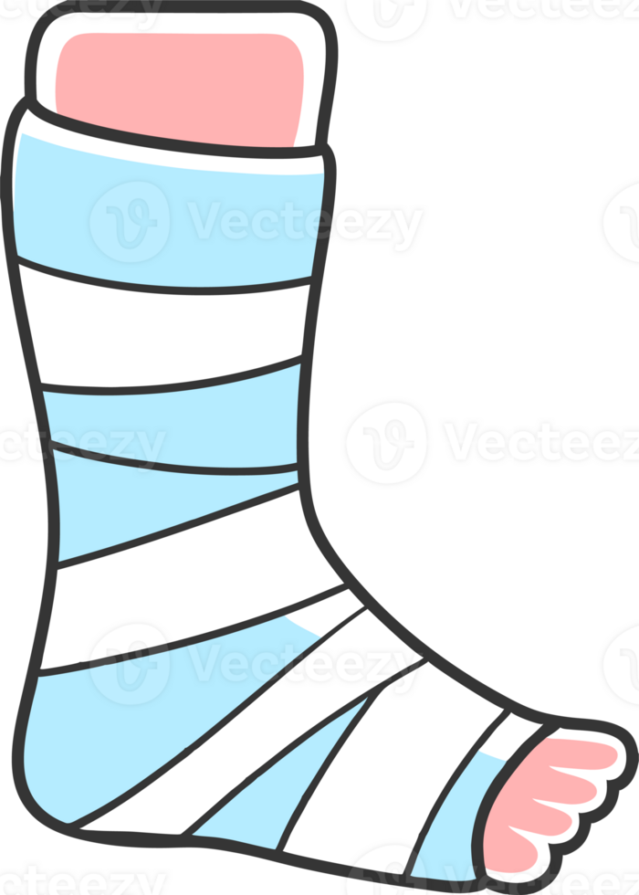 Illustration of a broken leg in a cast png