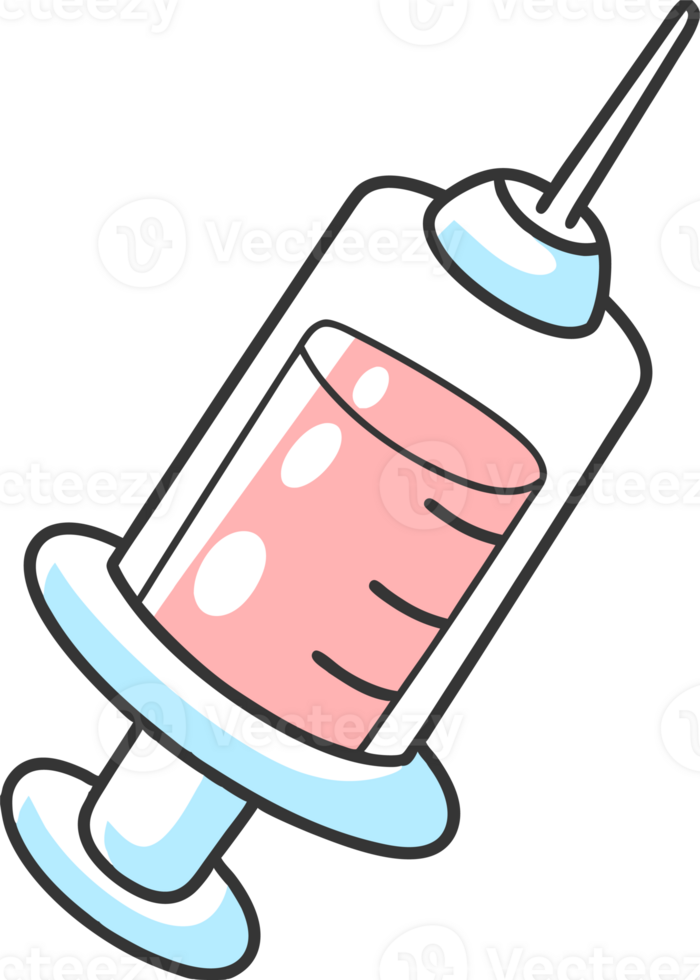 Medical illustration of a disposable plastic syringe in pastel colors png