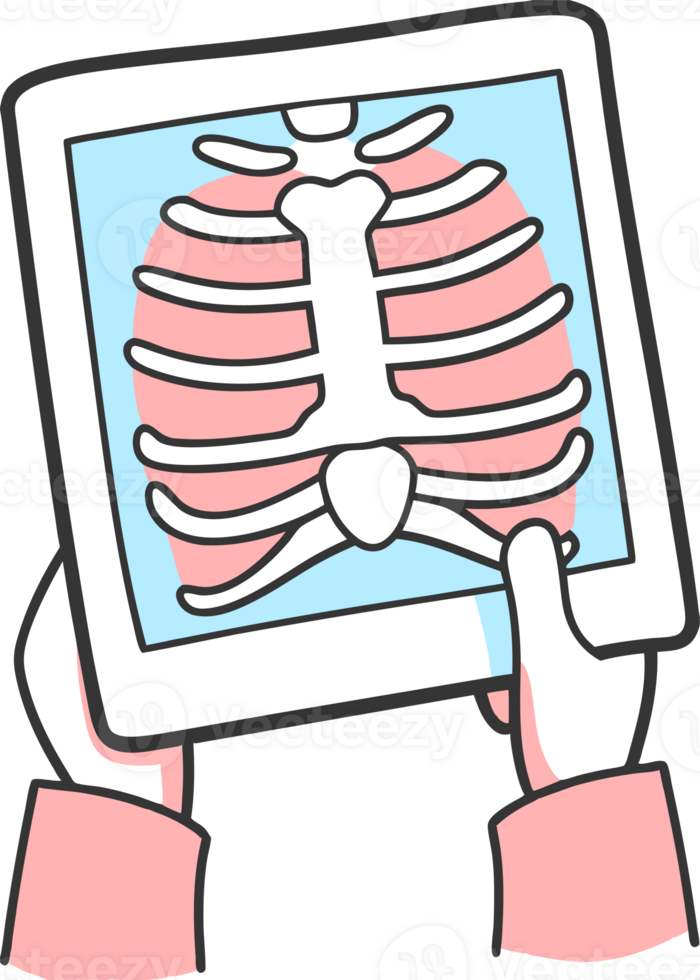 Illustration of a chest X-ray on a tablet png
