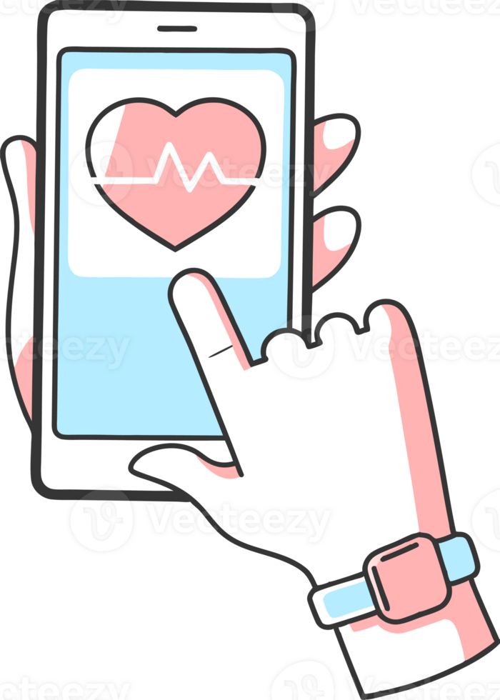 Illustration of a modern smartphone application for measuring heart rate and blood pressure png