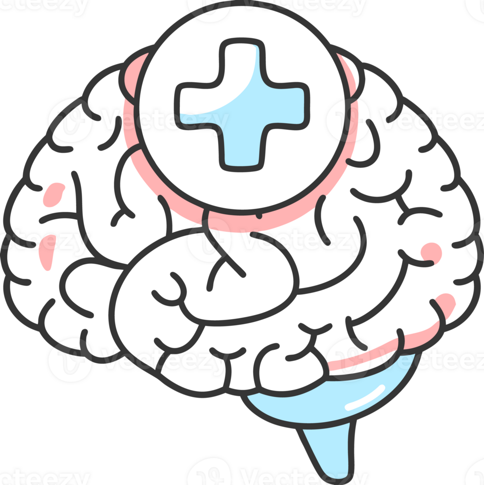 Illustration of a healthy human brain with the image of a cross as a symbol of health png