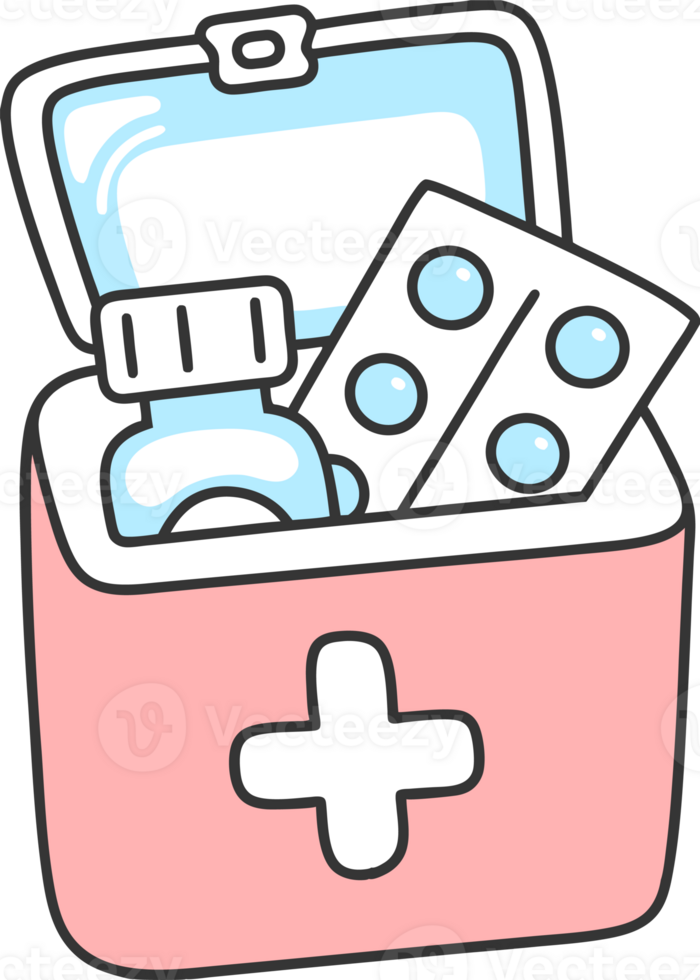 Illustration of a first aid kit for emergency medical care png