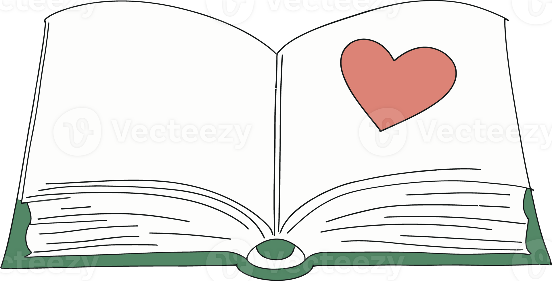 Open Book with Heart Illustration - Love for Reading and Literature png
