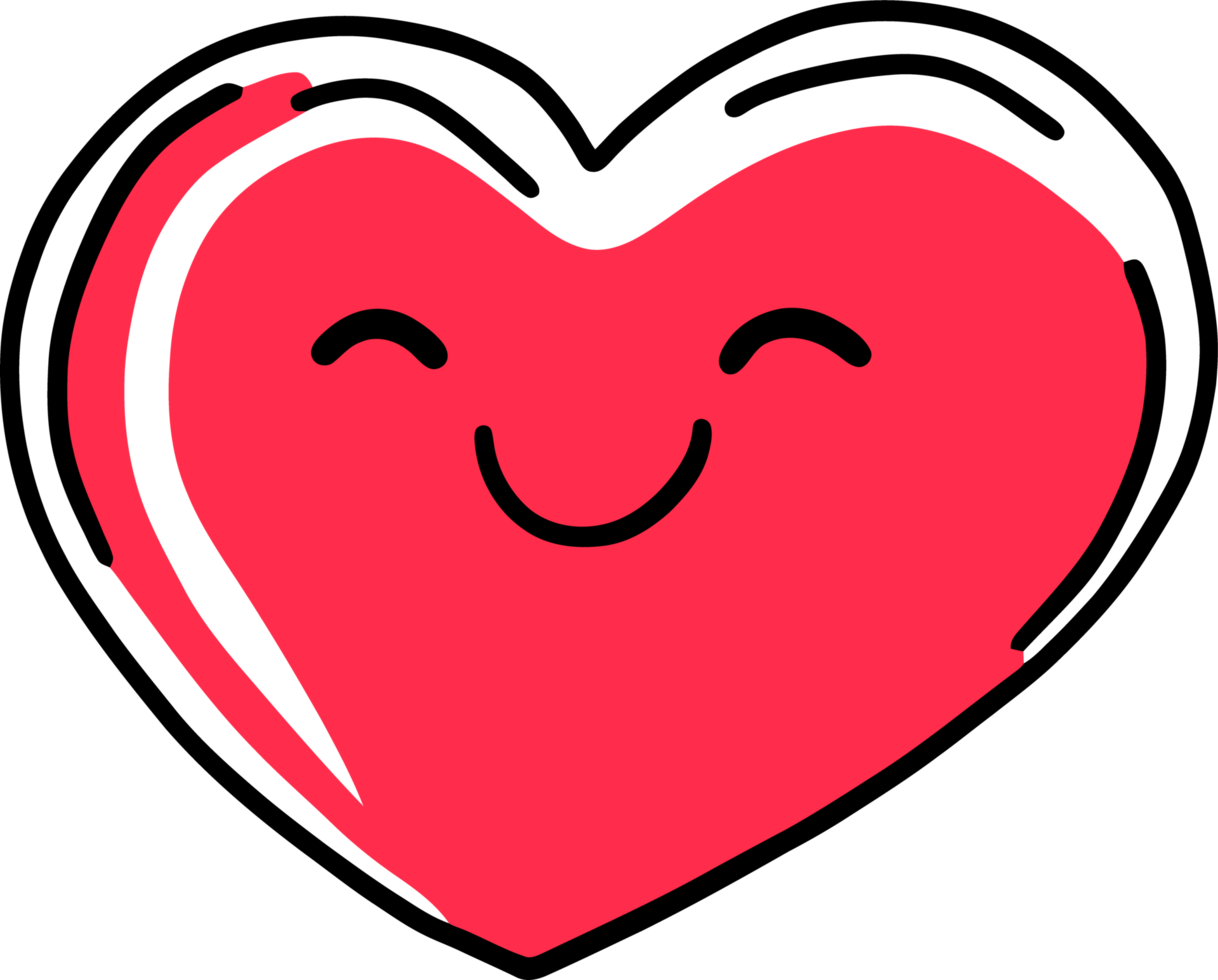 Smiling Red Heart Icon Expressing Joy, Happiness, and Positivity in a Simple Design png